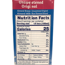 Load image into Gallery viewer, Blue Diamond Almond Breeze Almond Milk Unsweetened Original 946ML