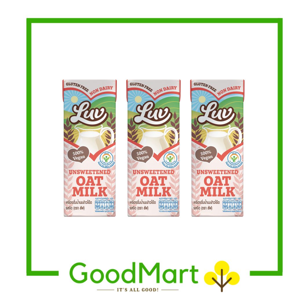 Luv 100% Vegan Oat Milk Unsweetened 180ml x 3